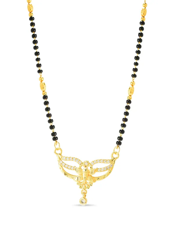 Golden_Brass_Single_Strand_Cz_Pendant_Mangalsutra_For_Women