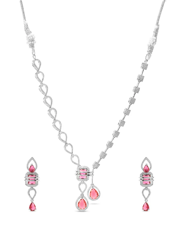 Magenta_Brass_Cz_American_Diamond_Necklace_Set_For_Women
