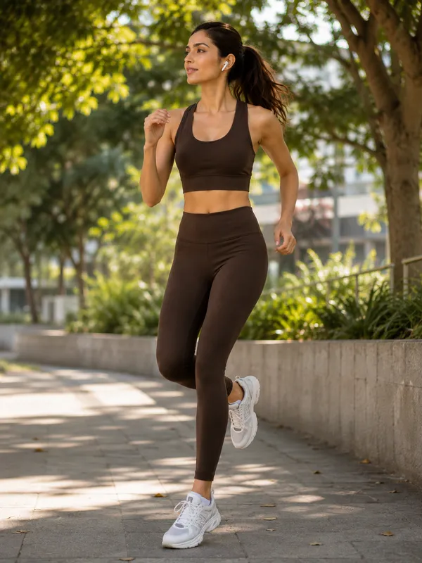 Wear_Jukebox_Sculpt_Nylon-Spandex_Women_Gym_Wear_Set_Brown