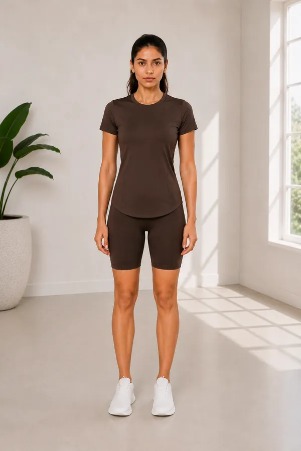 Wear_Jukebox_Coast_Activewear_Tee_&_Short_Women_Gym_Wear_Set_Brown