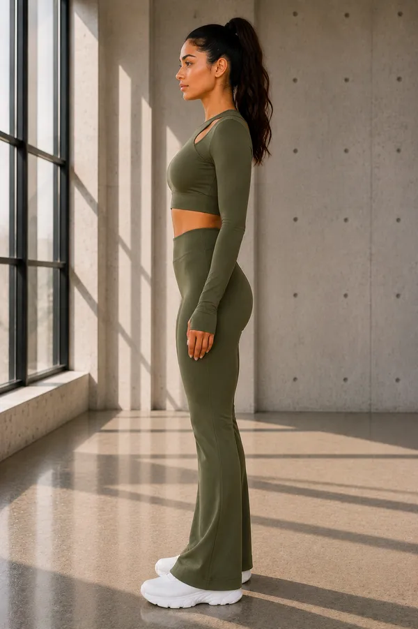 Wear_Jukebox_In_Motion_Olive_Green_Nylon-Spandex_Gym_Wear_Set