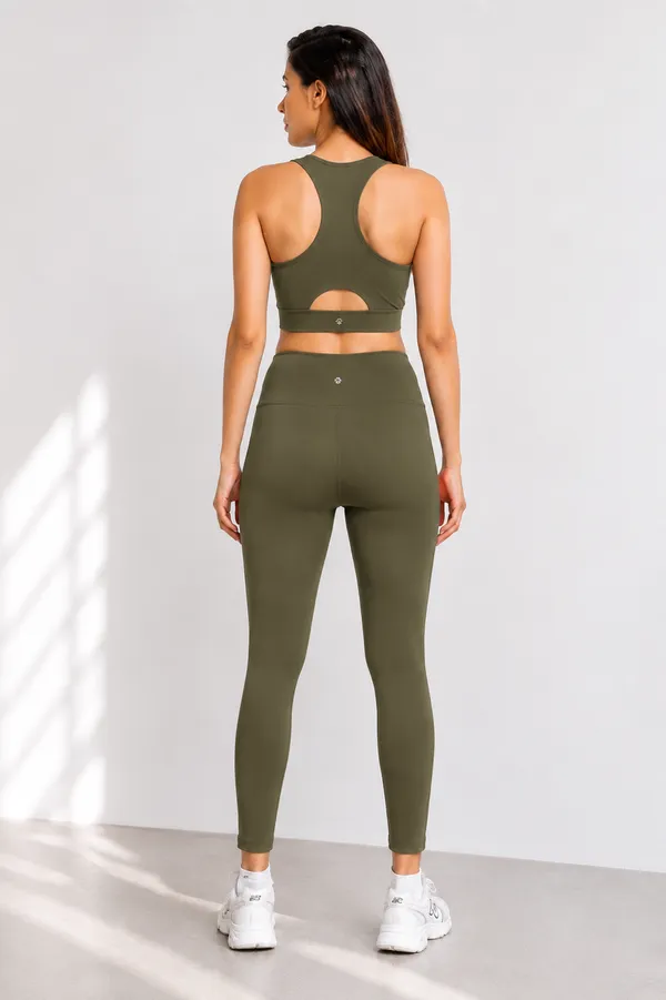 Wear_Jukebox_Sculpt_Nylon-Spandex_Women_Gym_Wear_Set_Olive_Green