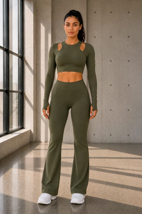 Wear_Jukebox_In_Motion_Olive_Green_Nylon-Spandex_Gym_Wear_Set
