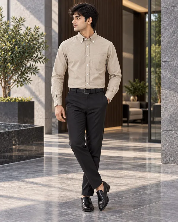 Beige_Cotton_Regular_Fit_Button_Down_Shirt_For_Men