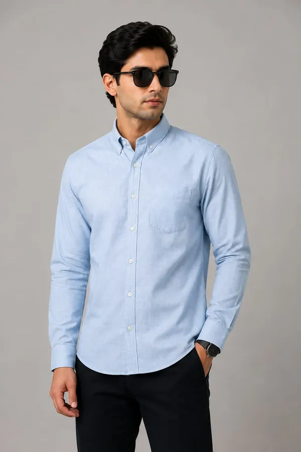 Light_Blue_Cotton_Regular_Fit_Button_Down_Shirt_For_Men