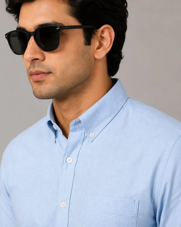 Light_Blue_Cotton_Regular_Fit_Button_Down_Shirt_For_Men