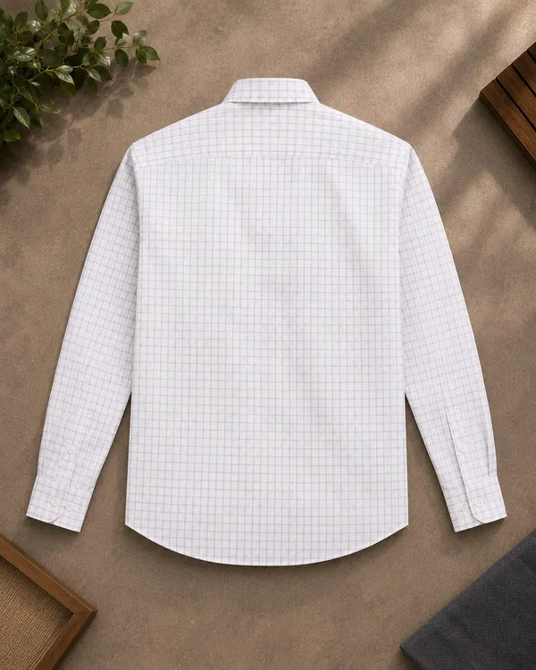 White_Cotton_Regular_Fit_Checkered_Shirt_For_Men