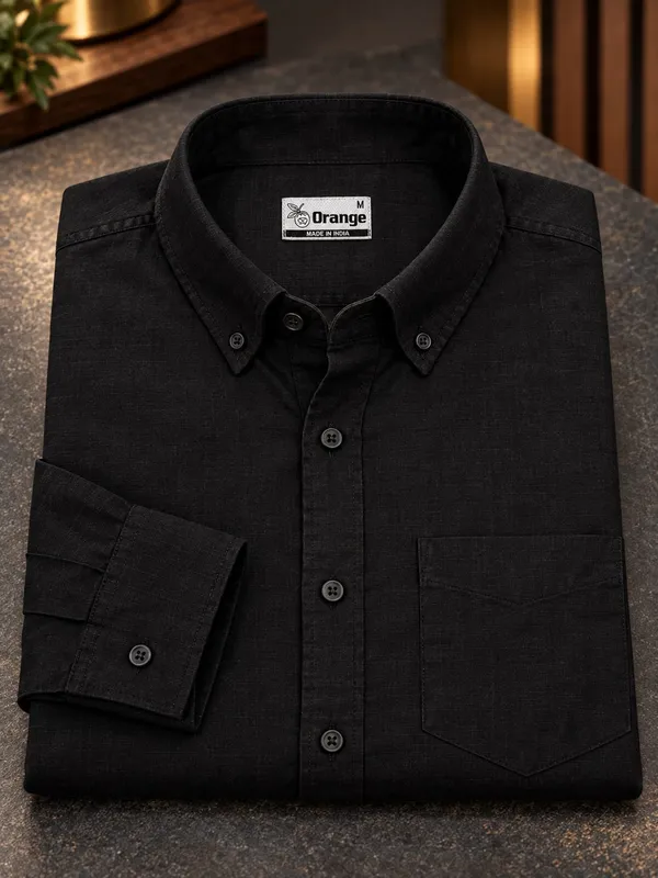 Black_Cotton_Regular_Fit_Casual_Shirt_For_Men