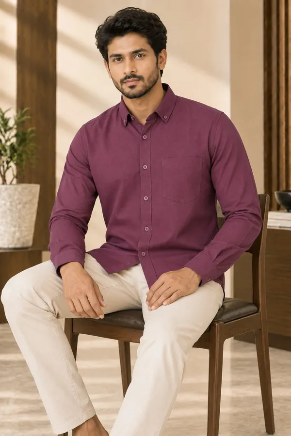 Wine_Cotton_Regular_Fit_Woven_Shirt_For_Men