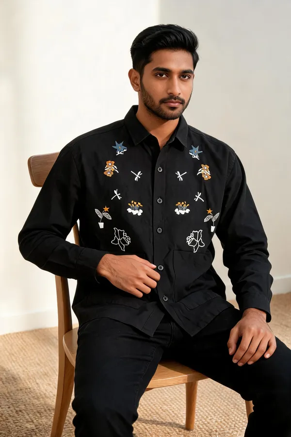 Black_Cotton_Relaxed_Fit_Embroidered_Shirt_For_Men