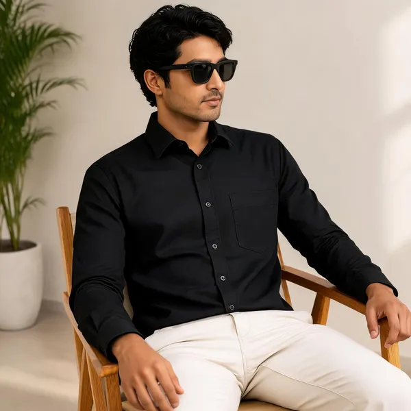 Black_Cotton_Regular_Fit_Casual_Shirt_For_Men