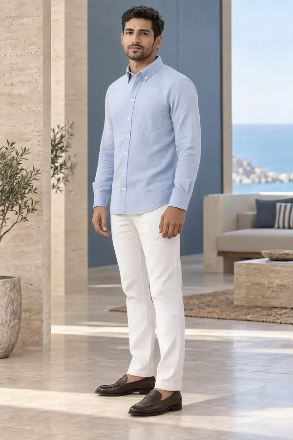 Sky_Blue_Cotton_Regular_Fit_Button_Down_Shirt_For_Men