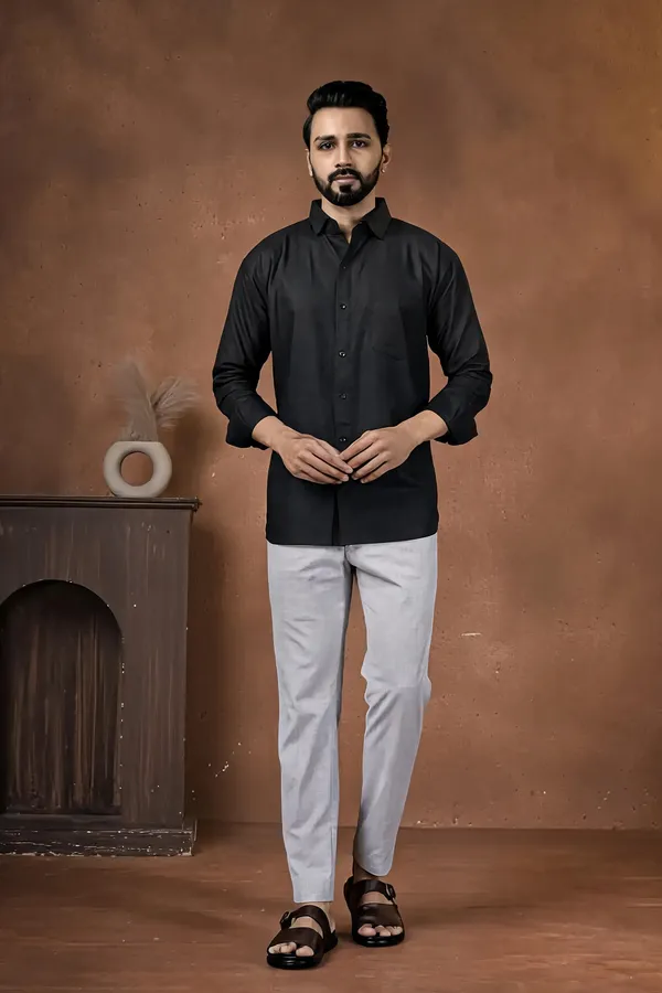Black_Cotton_Regular_Fit_Full_Sleeve_Shirt_For_Men