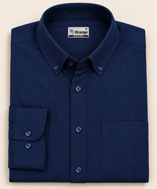 Navy_Blue_Cotton_Regular_Fit_Button_Down_Shirt_For_Men