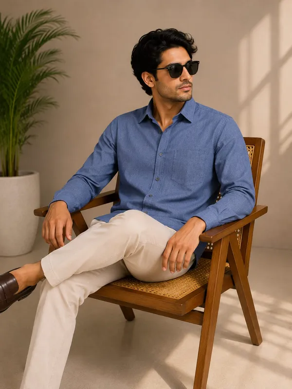 Blue_Cotton_Regular_Fit_Textured_Shirt_For_Men