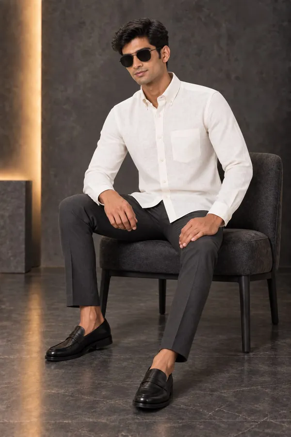 White_Cotton_Regular_Fit_Woven_Shirt_For_Men