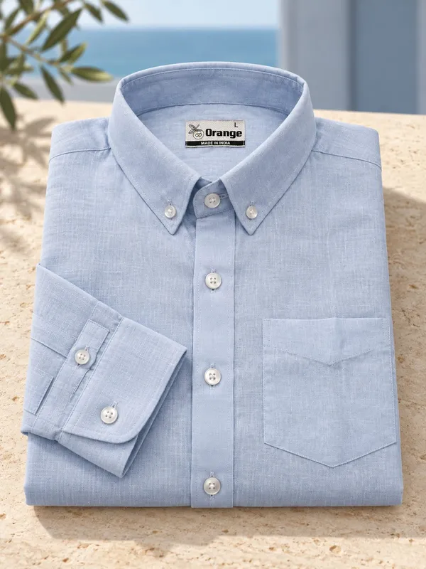 Sky_Blue_Cotton_Regular_Fit_Button_Down_Shirt_For_Men