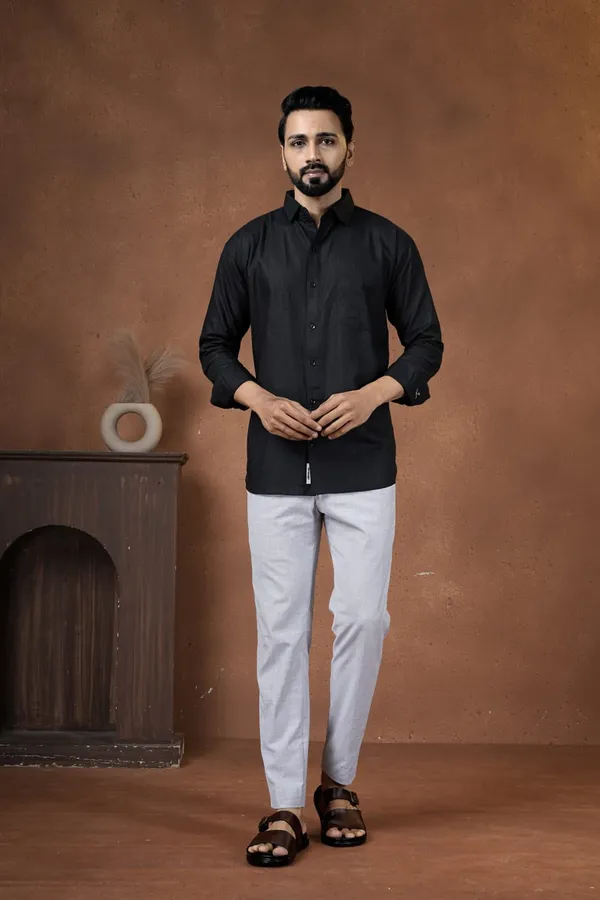 Black_Cotton_Regular_Fit_Full_Sleeve_Shirt_For_Men
