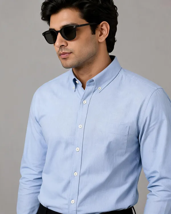 Light_Blue_Cotton_Regular_Fit_Button_Down_Shirt_For_Men