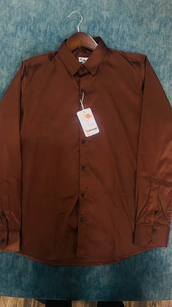 Brown_Silk_Regular_Fit_Solid_Shirt_For_Men