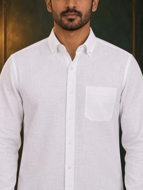White_Cotton_Regular_Fit_Textured_Shirt_For_Men