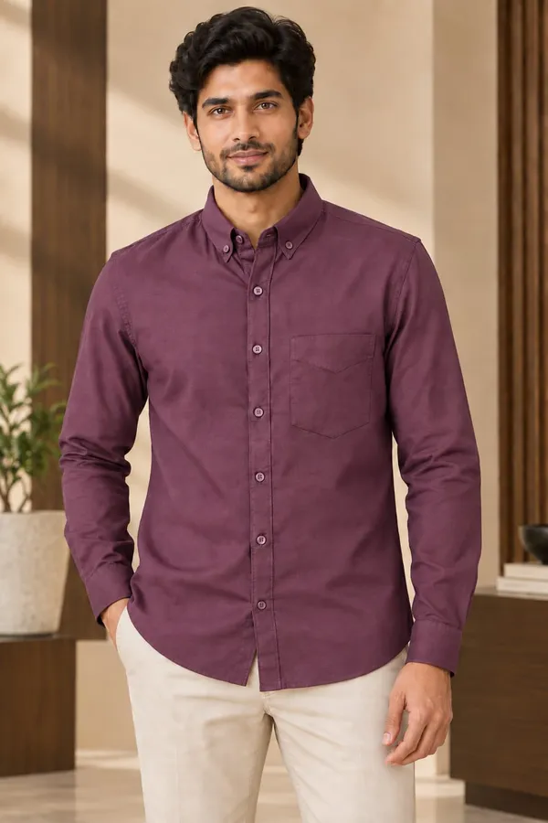 Wine_Cotton_Regular_Fit_Woven_Shirt_For_Men