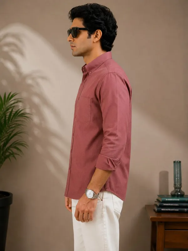 Dusty_Rose_Cotton_Regular_Fit_Button_Down_Shirt_For_Men