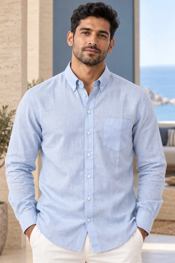 Sky_Blue_Cotton_Regular_Fit_Button_Down_Shirt_For_Men