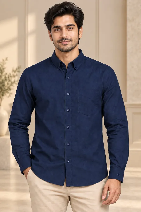 Navy_Blue_Cotton_Regular_Fit_Button_Down_Shirt_For_Men