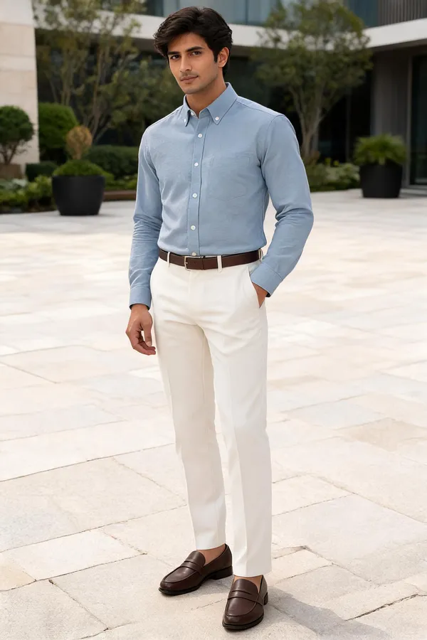 Light_Blue_Cotton_Relaxed_Fit_Button_Down_Shirt_For_Men