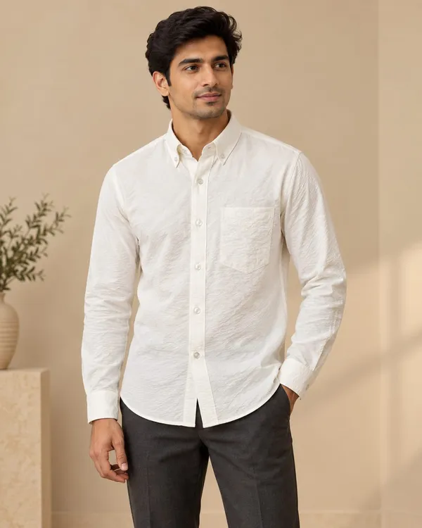 White_Cotton_Regular_Fit_Textured_Shirt_For_Men