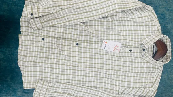 White_And_Green_Cotton_Regular_Fit_Checkered_Shirt_For_Men