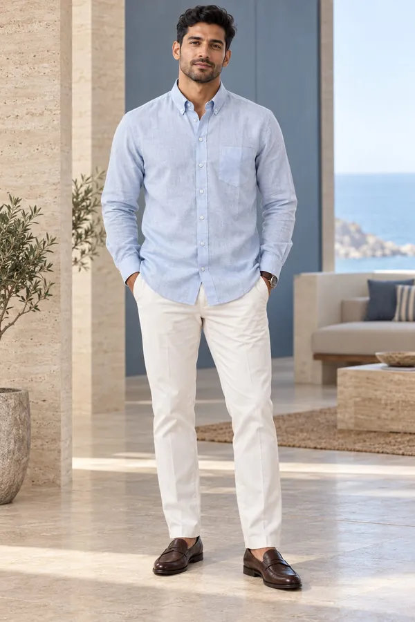 Sky_Blue_Cotton_Regular_Fit_Button_Down_Shirt_For_Men