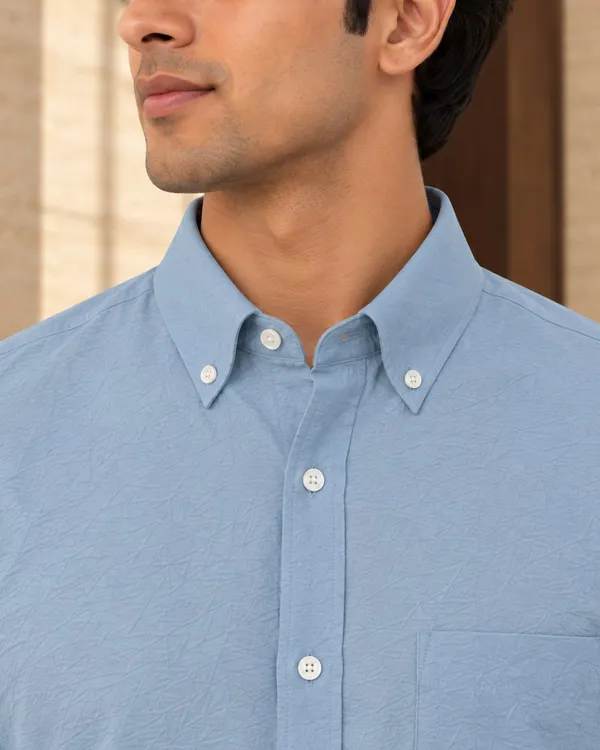 Light_Blue_Cotton_Relaxed_Fit_Button_Down_Shirt_For_Men