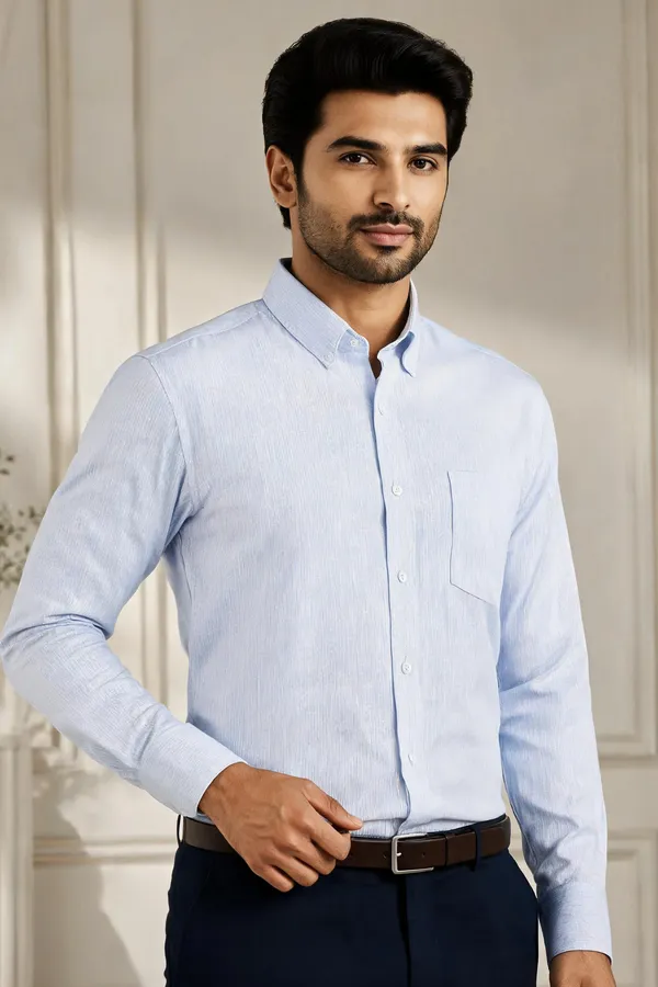 Light_Blue_Cotton_Regular_Fit_Textured_Shirt_For_Men