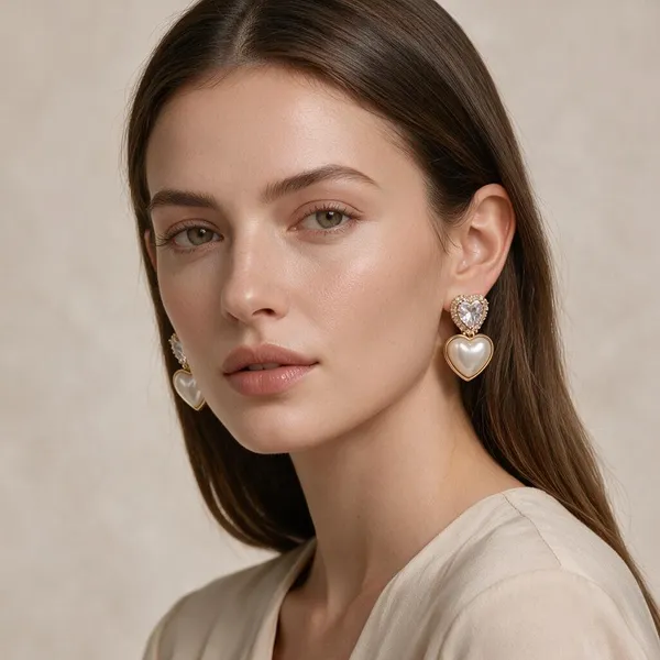 Gold_Plated_Solitaire_Heart_Dangle_Drop_Earrings_For_Women