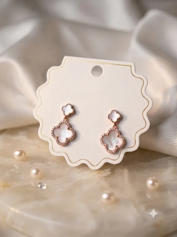 Rose_Gold_Plated_Clover_Drop_Earrings_For_Women