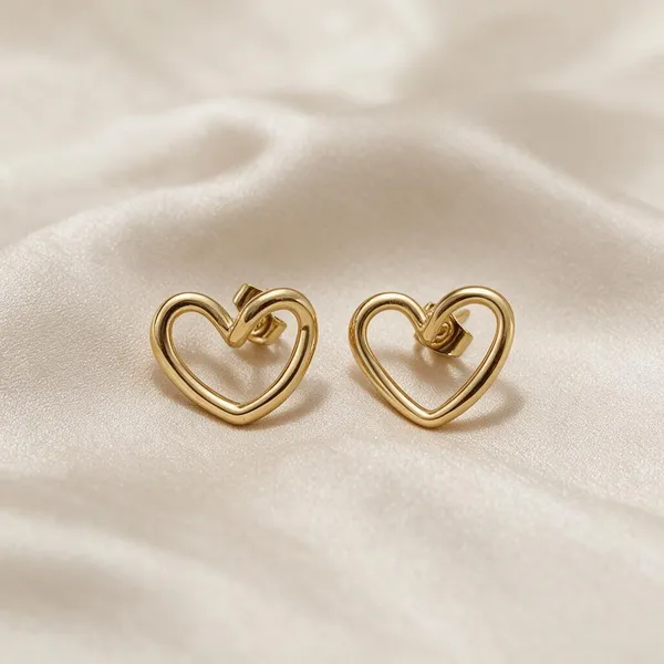 Gold_Plated_Open_Heart_Contour_Stud_Earrings_For_Women