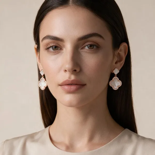 Rose_Gold_Plated_Clover_Drop_Earrings_For_Women