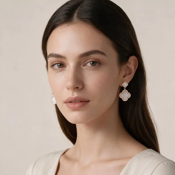 Rose_Gold_Plated_Clover_Drop_Earrings_For_Women