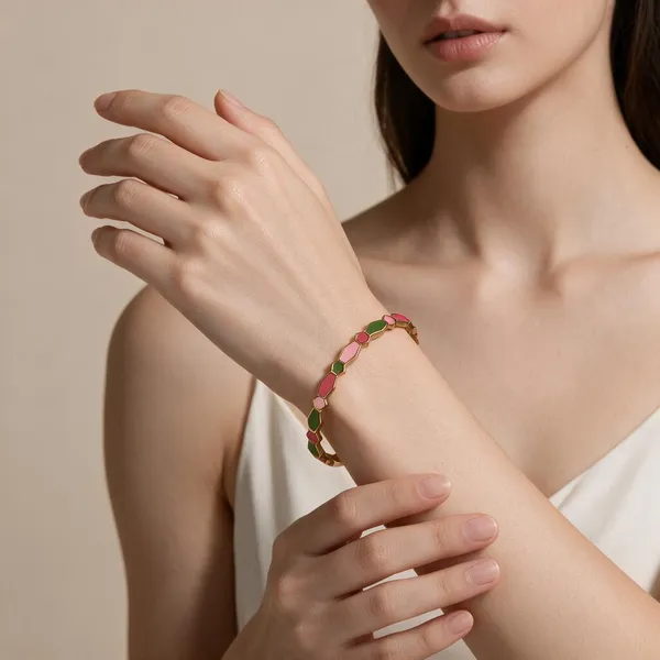 Gold_Plated_Meenakari_Chevron_Enamel_Bangle_For_Women