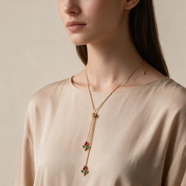 Gold_Plated_Floral_Charm_Lariat_Chain_Necklace_For_Women