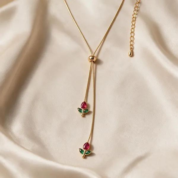 Gold_Plated_Floral_Charm_Lariat_Chain_Necklace_For_Women
