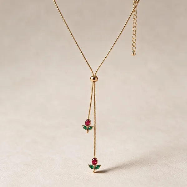 Gold_Plated_Floral_Charm_Lariat_Chain_Necklace_For_Women