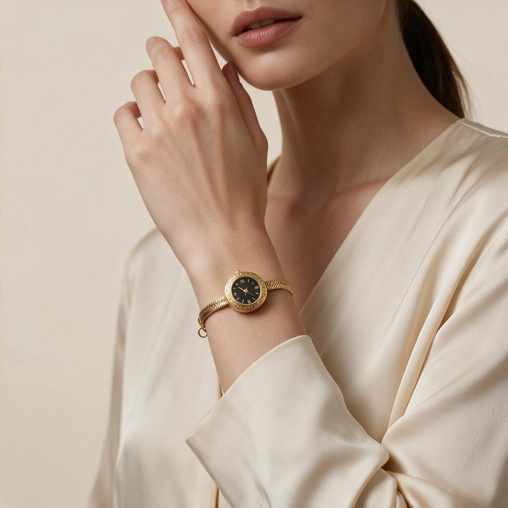 Gold_Plated_Black_Dial_Roman_Numeral_Analog_Watch_For_Women