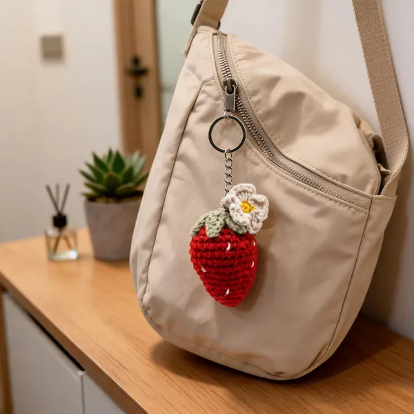 Strawberry_Daisy_Keychain