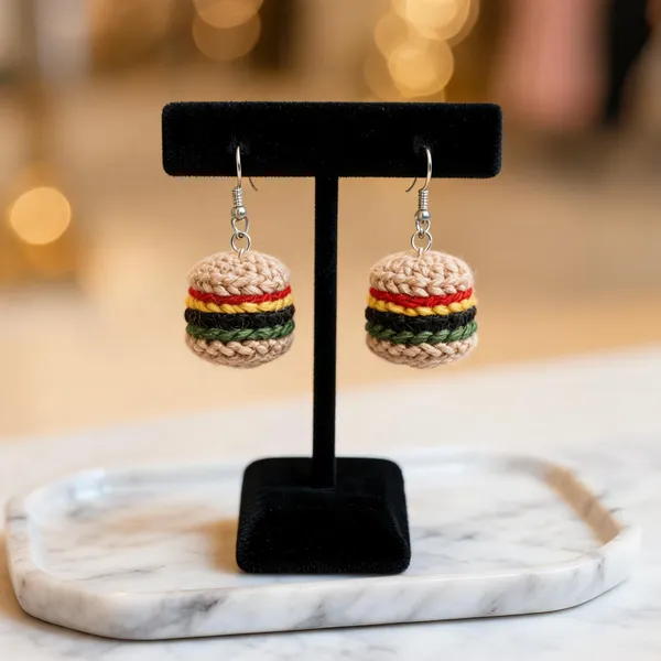 Burger_Crochet_Earring