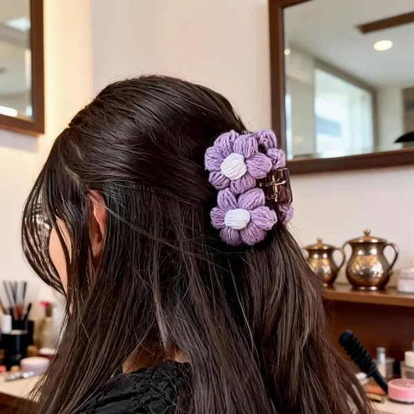 Double_Puffy_Flower_Clip_Lavender