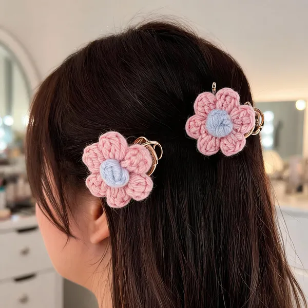 Mini_Puffy_Flower_Clip_Pink_-_Pack_of_2