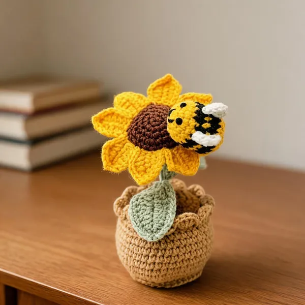 Sunflower_With_Honeybee_Pot